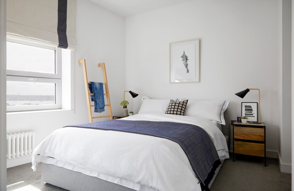 Sleek & Industrial Styled London City Island Apartment | Bedroom | Interior Designers